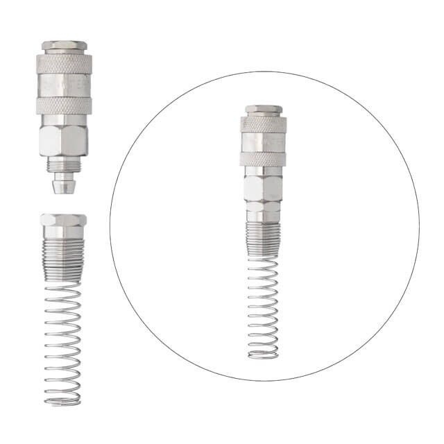 PT-1832 Быстроразъемное соединение с пружиной для спиральных и прямых шлангов 8х12 мм PT-1832