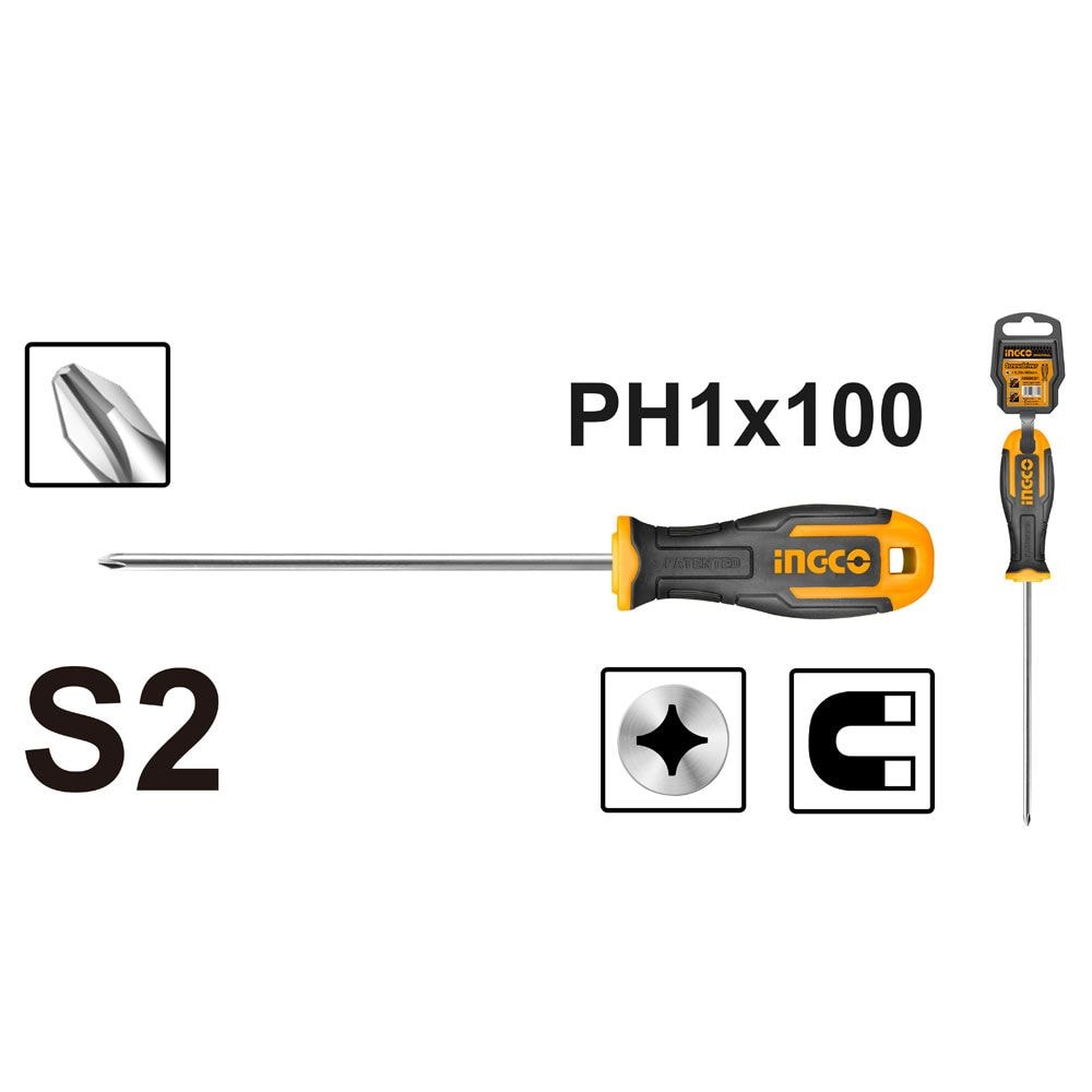 Викрутка христова S2 PH 1х100 мм INGCO INDUSTRIAL 999981