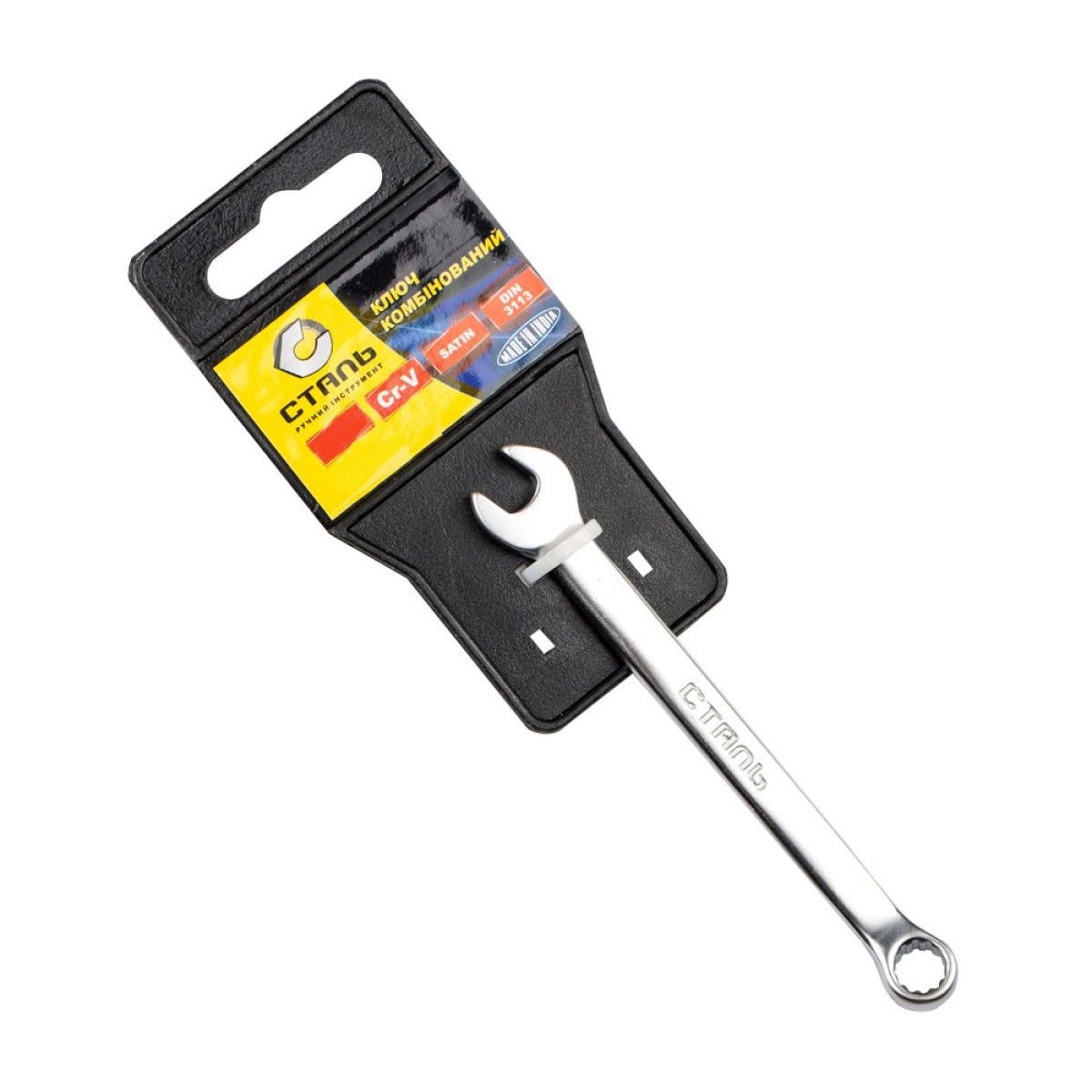 Ключ комбiнований Сатин 18мм з підвіскою СТАЛЬ 106843