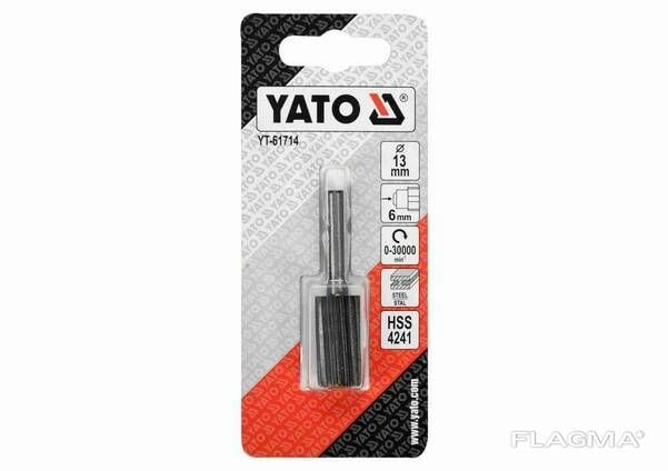 Фреза циліндрична по металу YATO : O13 x 25/55 мм, HSS 4241, хвостовик- O6 мм. YT-61714