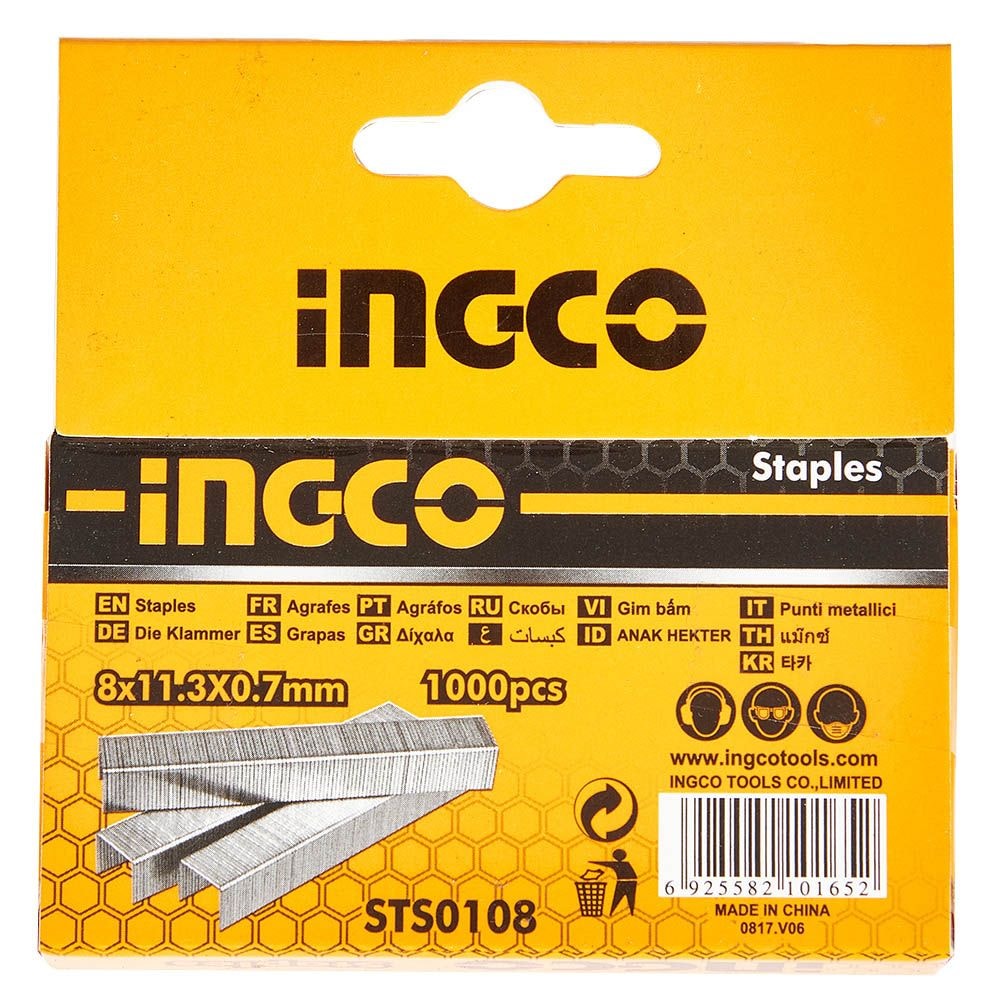 Скоби для степлера тип-53 8х0.7 мм 1000 шт INGCO STS0108