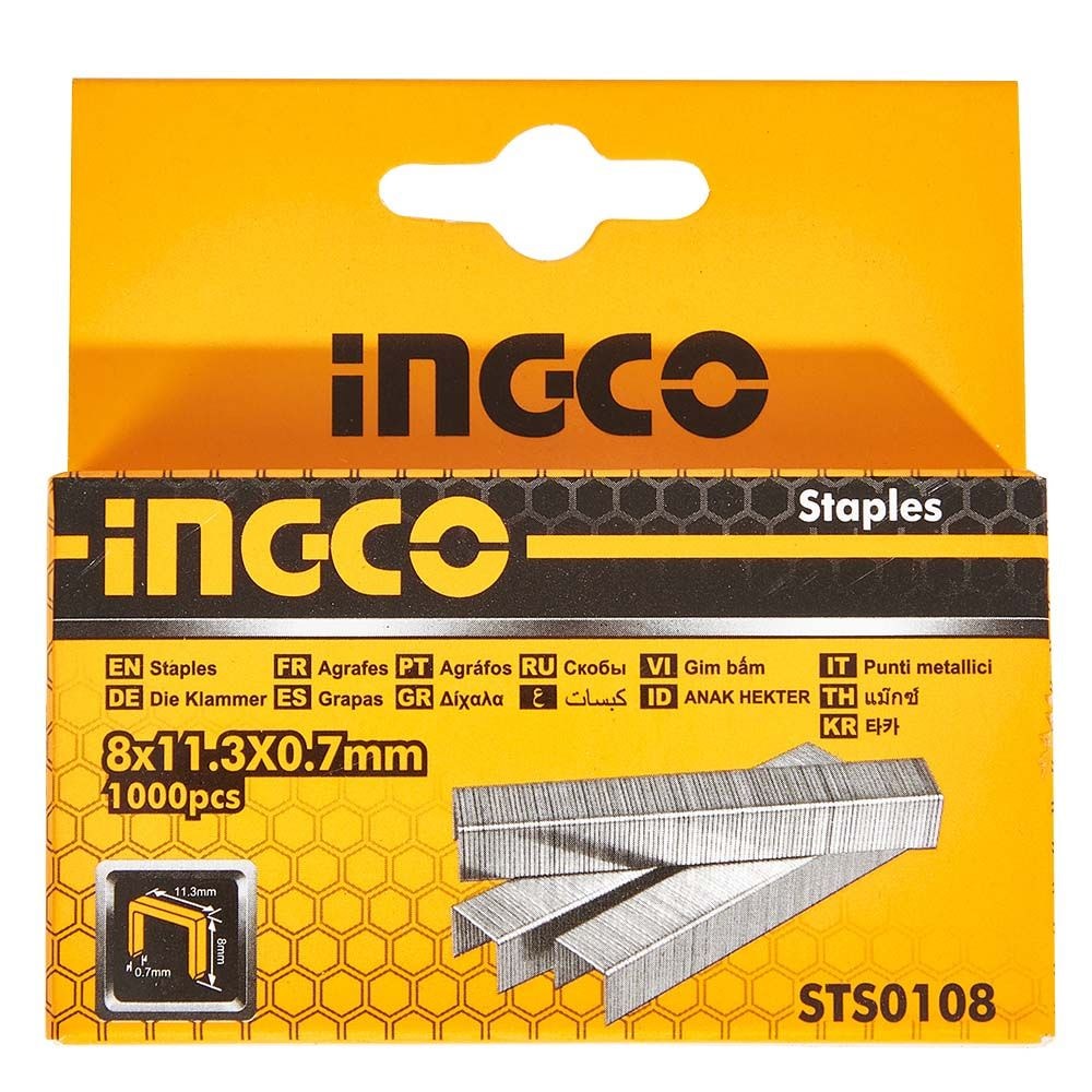 Скоби для степлера тип-53 8х0.7 мм 1000 шт INGCO STS0108