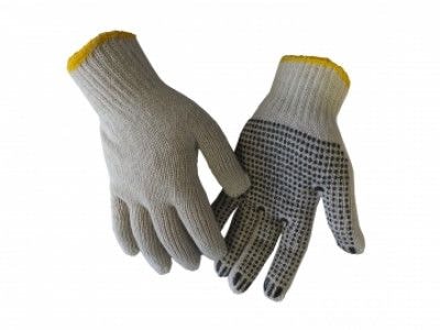 (WE2142) Рукавички трикотажні нейлонові, чорний колiр, бiла крапка WERK 101319