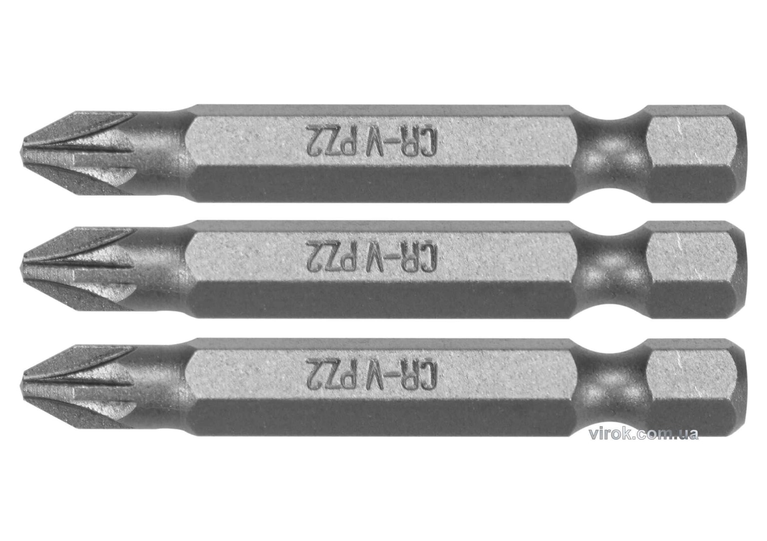 Насадка викруткова STHOR : Pozidriv PZ2 x 50 мм, HEX 1/4", Cr-V, 3 шт (DW)