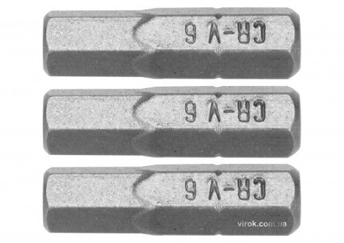 Насадка викруткова STHOR : HEX H6 x 25 мм, HEX 1/4", Cr-V, 3 шт (DW) 65504