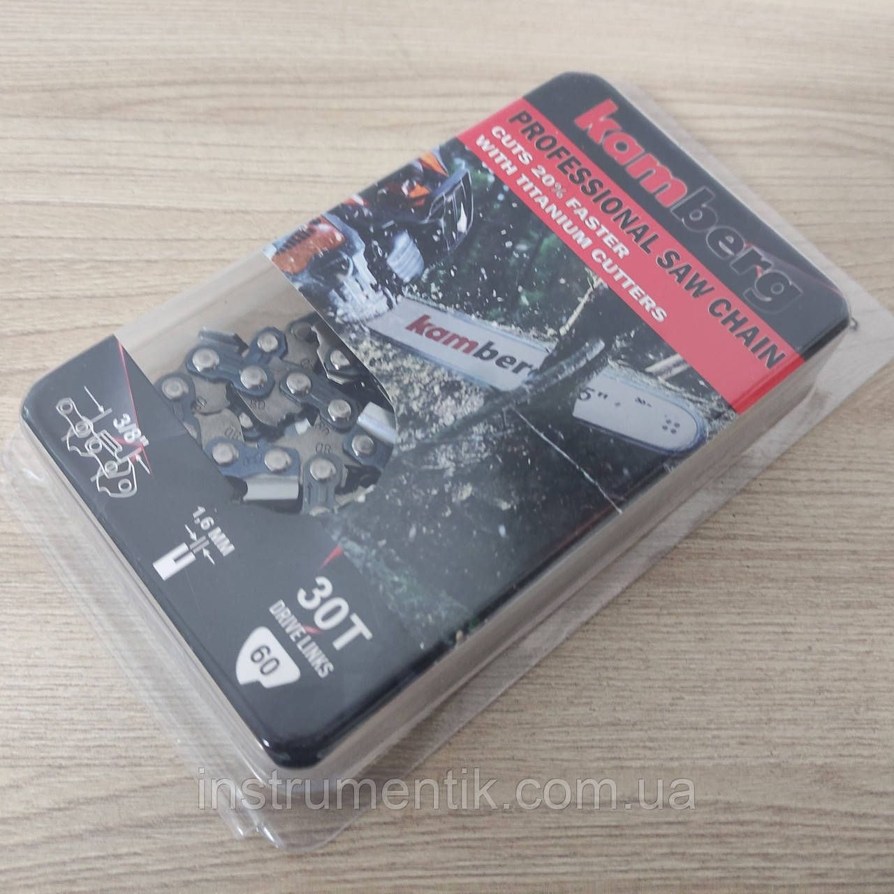 Ланцюг Kamberg PRO 3/8'' 60 зв. паз 1.6(0.63) Titanium 502812