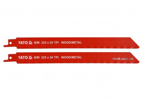 Полотна по дереву і металу, бі-металеві, до шаблевої пили YATO : l=225 мм, h=1 мм, 10 зубів/1", 2 шт