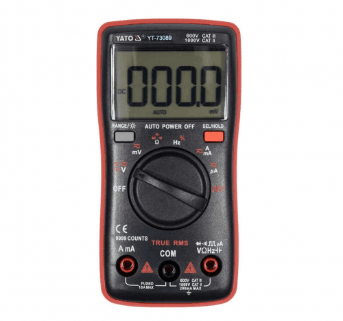 Мультиметр для вимірювання електричних параметрів YATO з LCD-дисплеєм і провідниковими контактами YT-73085