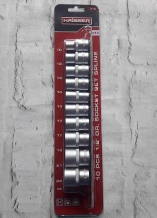 Набір головок торцевих шестигранних 1/2" 10-22мм 10 од. HAISSER 117788