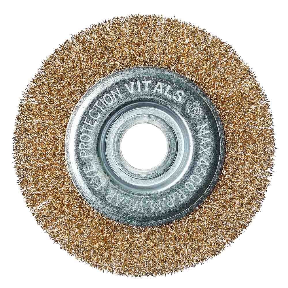 Щітка дискова Vitals гофрована латунована 125х22,2 м 0,3 мм 174521