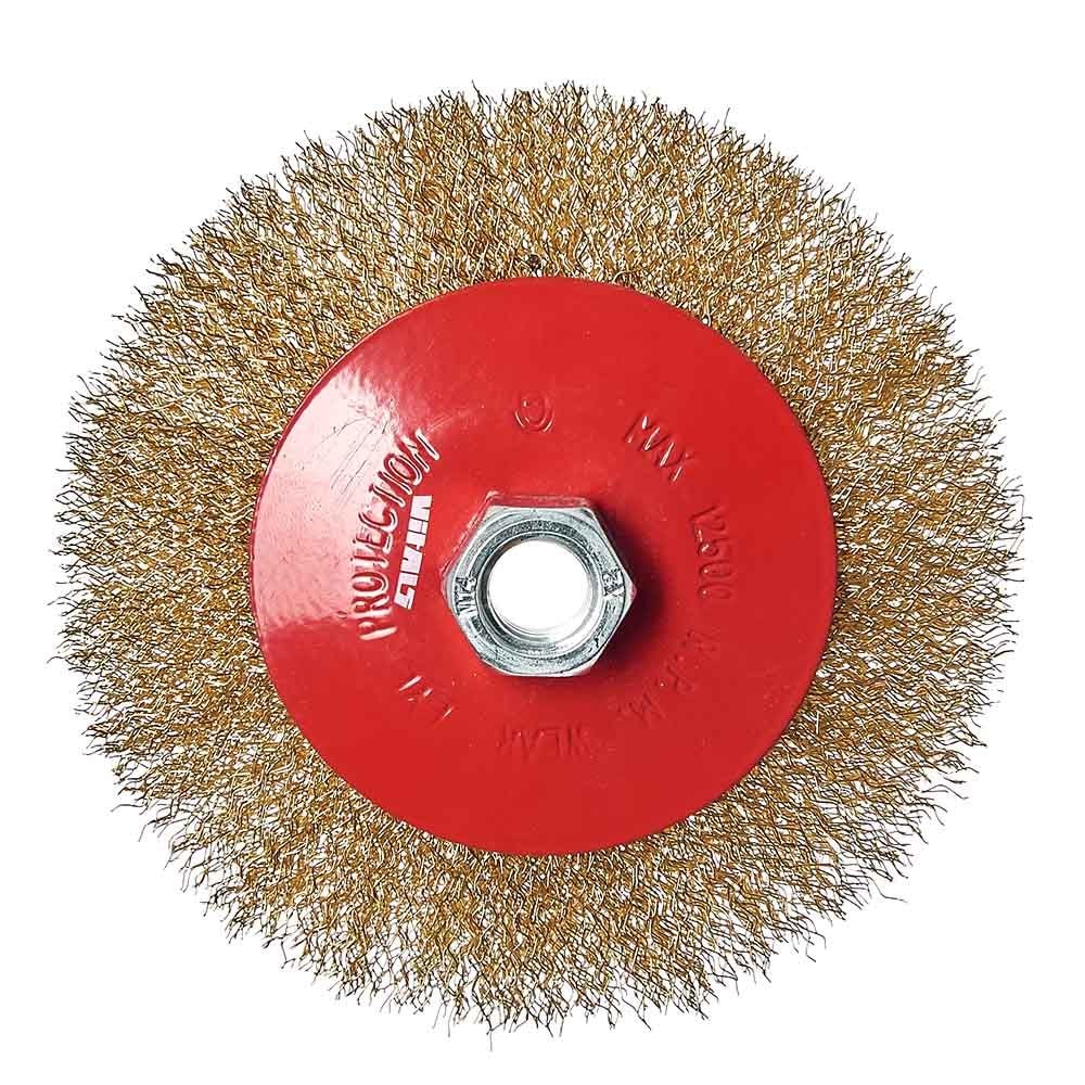 Щітка конічна Vitals гофрована латунована 125 мм М14, 0.3 мм 174518