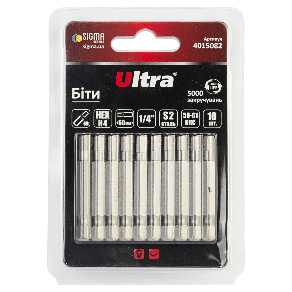 Біти HEX 4×50мм ¼" S2 (блістер) Ultra 4015082