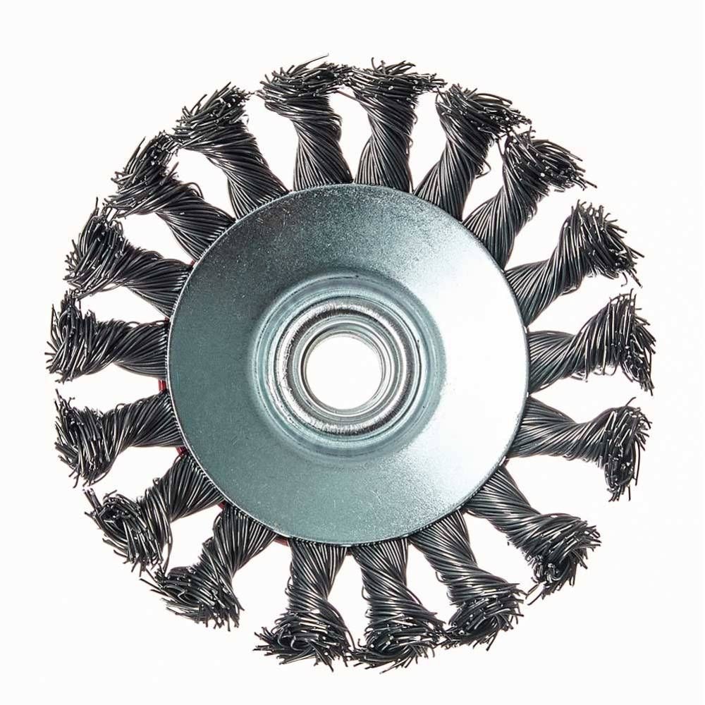 Щітка конічна Vitals плетена сталь 100 мм М14, 0.5 мм 174517