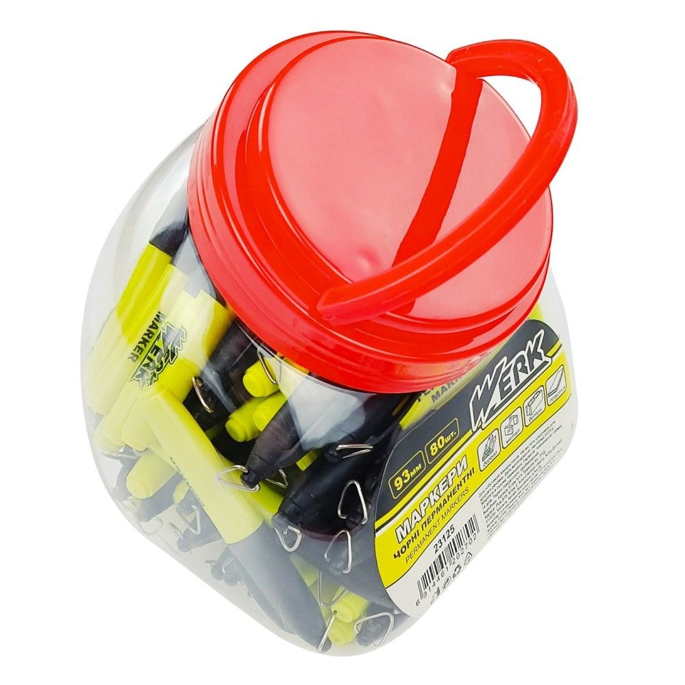 Маркери чорні перманентні  93 мм,  80 шт WERK 120270