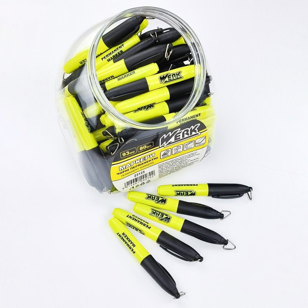 Маркери чорні перманентні  93 мм,  80 шт WERK 120270