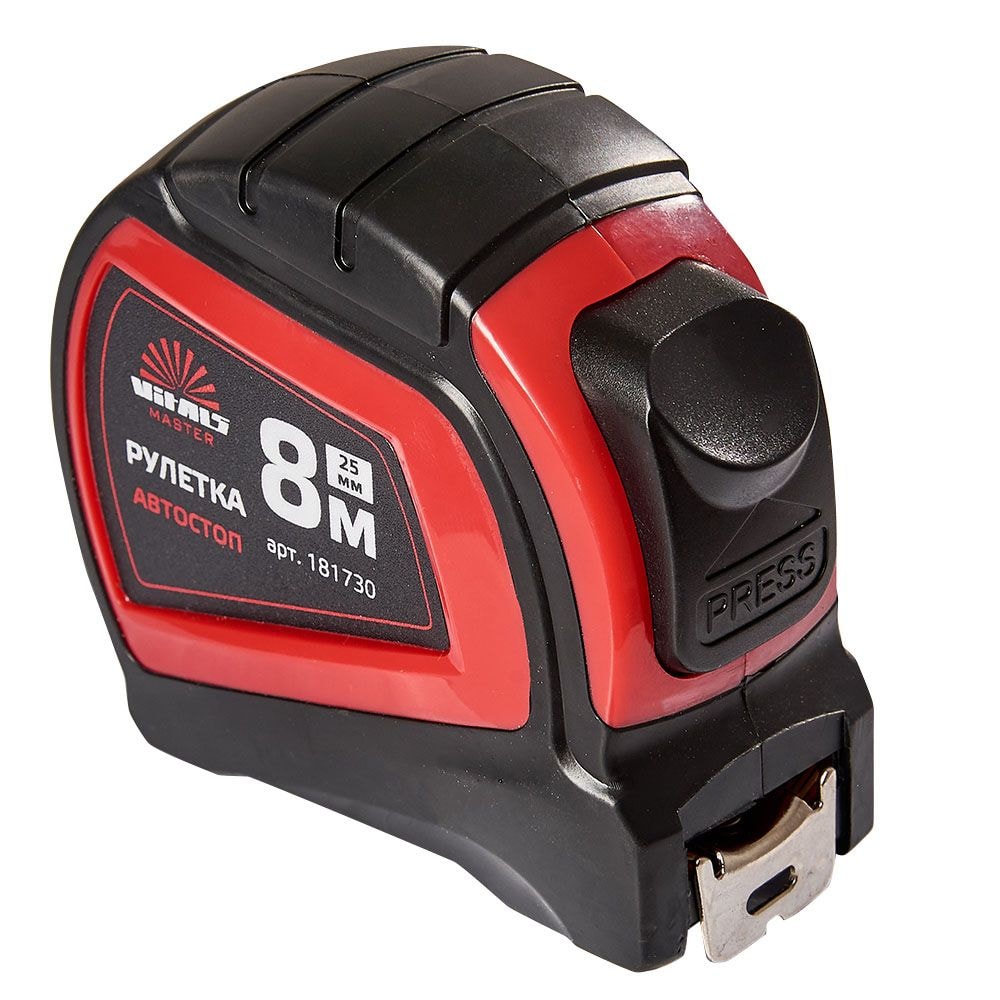 Рулетка 8 м х 25 мм автостоп Vitals Master 181730