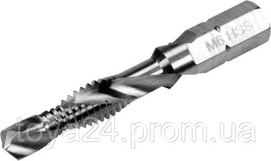 Свердло-мітчик YATO М6 х 1 мм, HSS М2, HEX-1/4", l= 44/8 мм YT-44843