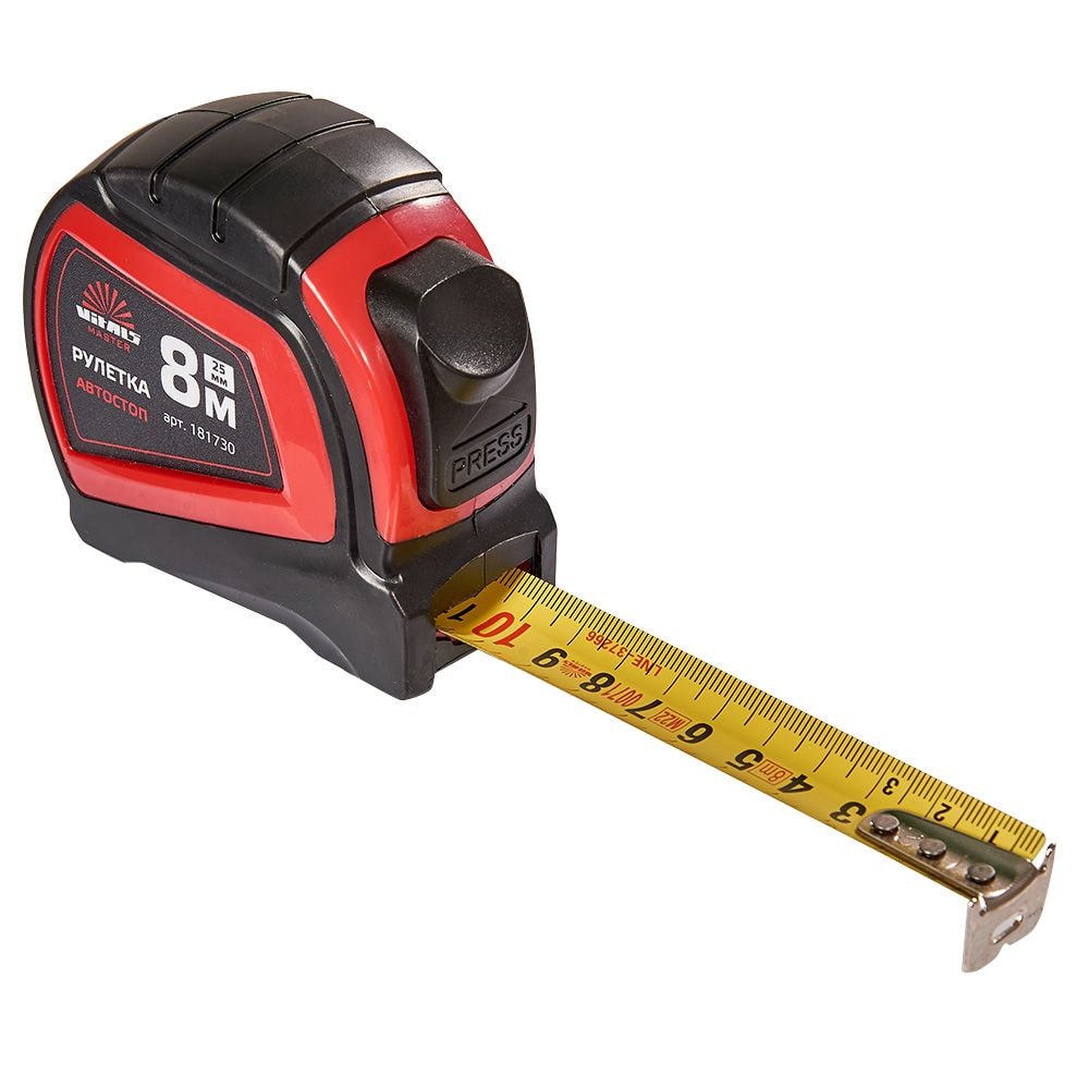 Рулетка 8 м x 25 мм автостоп Vitals Master 181730