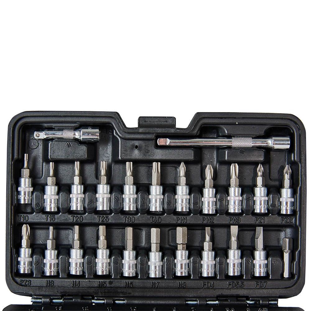 Набір головок торцевих з тріскачкою 1/4" 46 предметів Vitals Master 186167