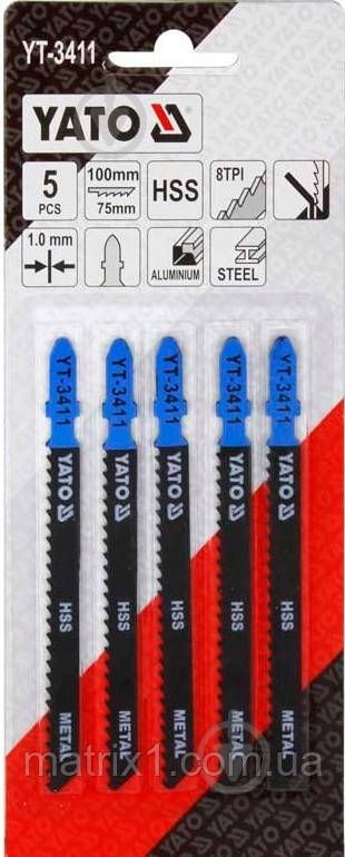 Полотно для електролобзика(метал) YATO, 8TPI, l=100мм,набір 5пр.