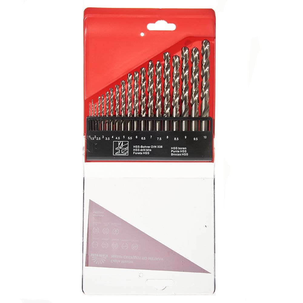 Набір свердел по металу HSS 4341 19 шт. 1–10 мм Vitals Master 190298