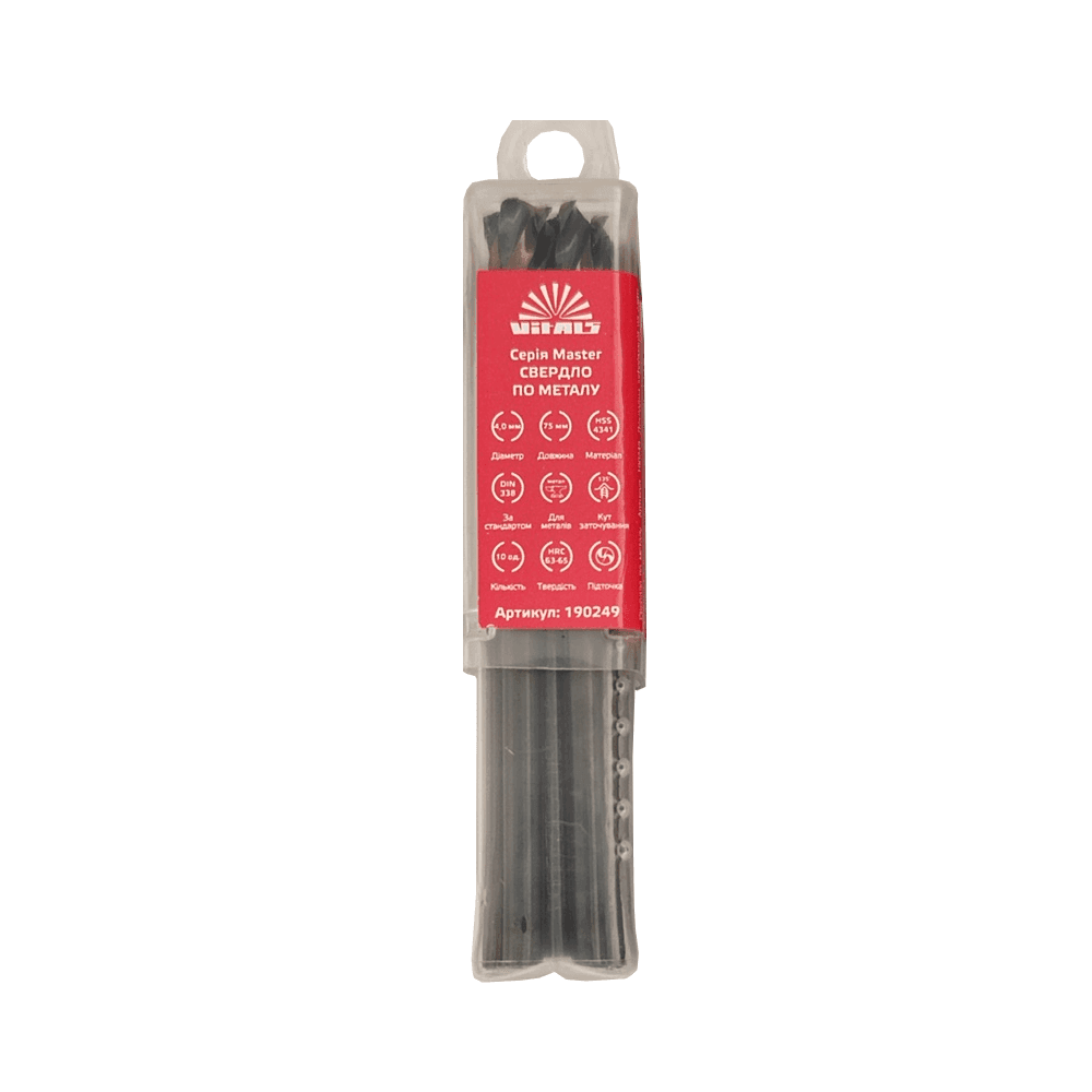 Свердло по металу HSS 4341 4,0 (1 шт.) Vitals Master 190249