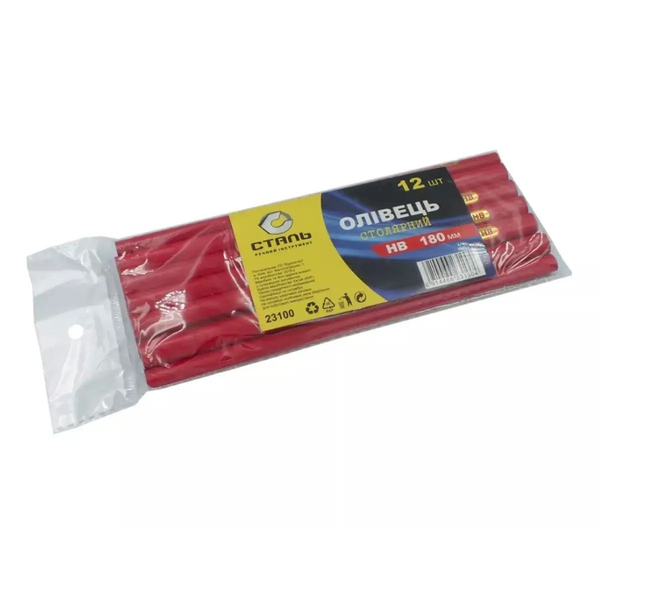 Олівець столярний 180мм 12шт. Сталь 42649