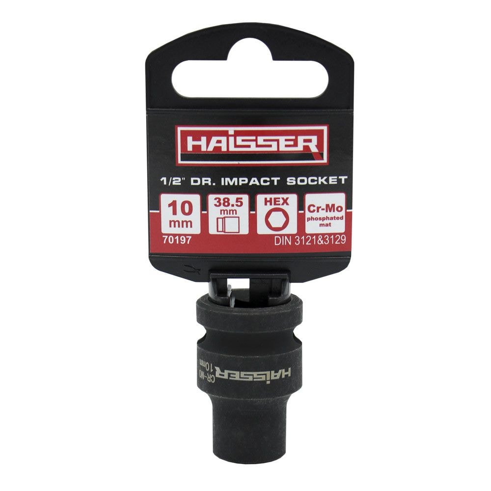 Головка ударна шестигранна 1/2" фосфатована матова 10ммx38.5мм HAISSER 117547