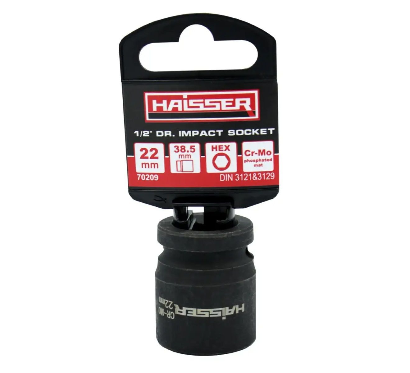 Головка ударна шестигранна 1/2" фосфатована матова 22ммx38.5мм HAISSER 117563
