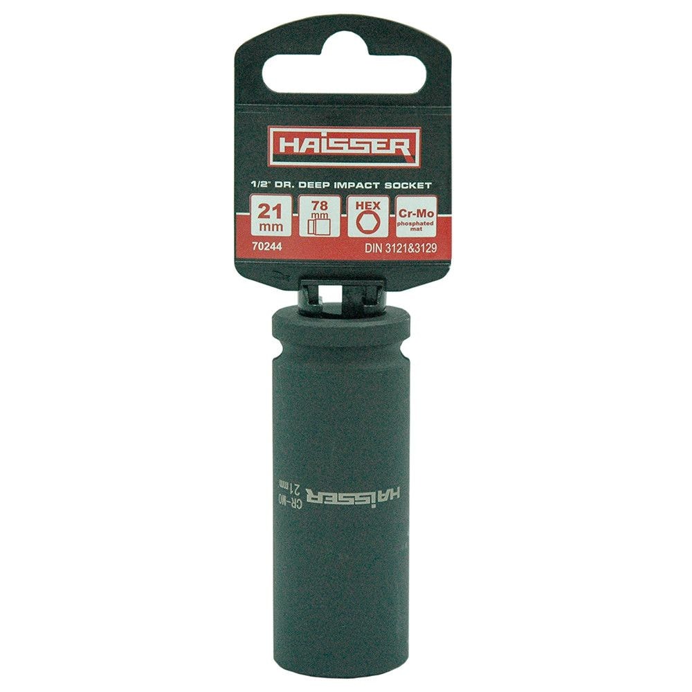 Головка ударна довга шестигранна 1/2" фосфатована матова 21ммx78мм HAISSER 134015