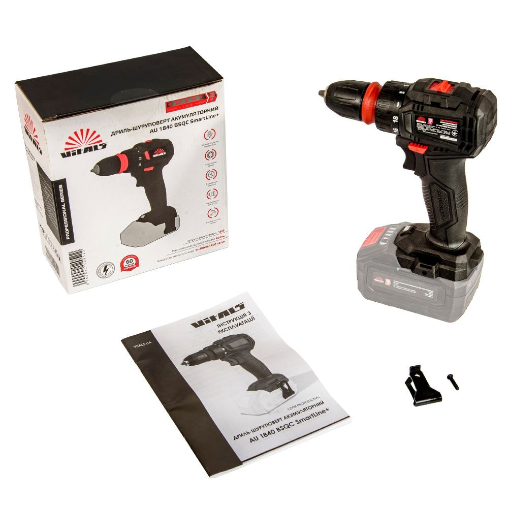 Дриль-шуруповерт акумуляторний Vitals Professional AU 1840 BSQC SmartLine+ 212052