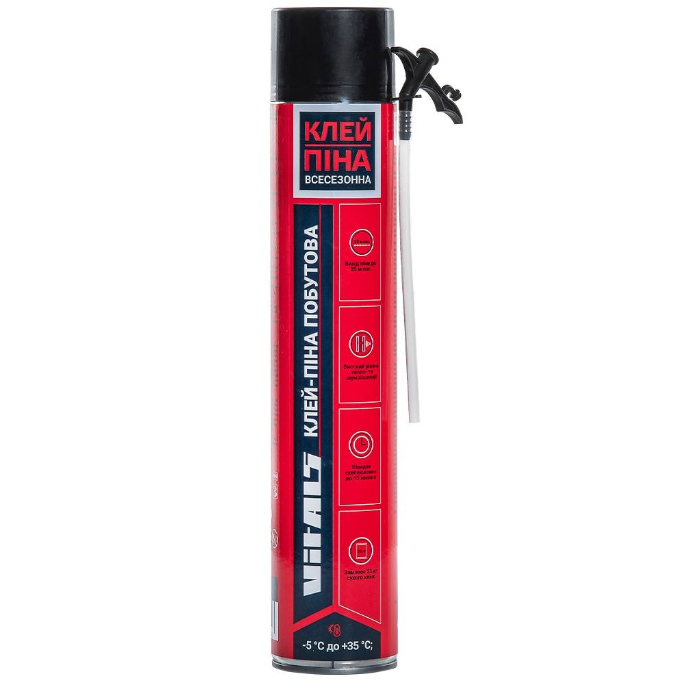 Клей-піна побутова з трубочкою 750 мл Vitals Fix 224435