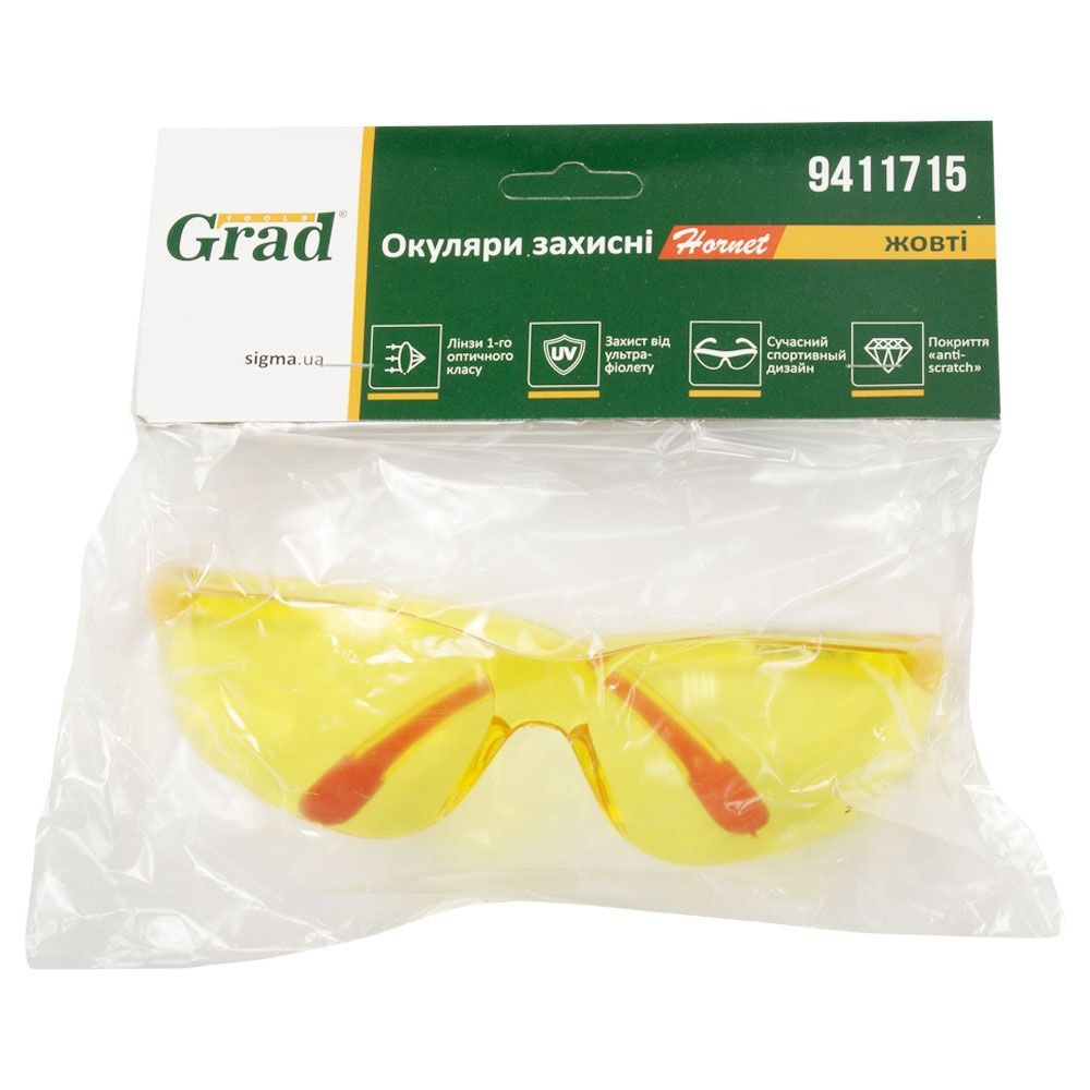 Окуляри захисні Hornet anti-scratch (жовті) Grad 9411715