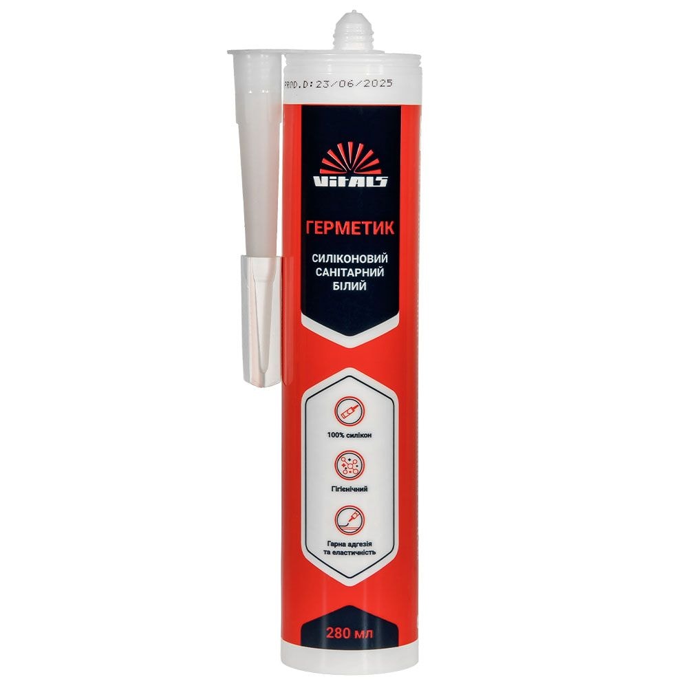 Герметик силіконовий санітарний білий 280 мл Vitals Fix 224439