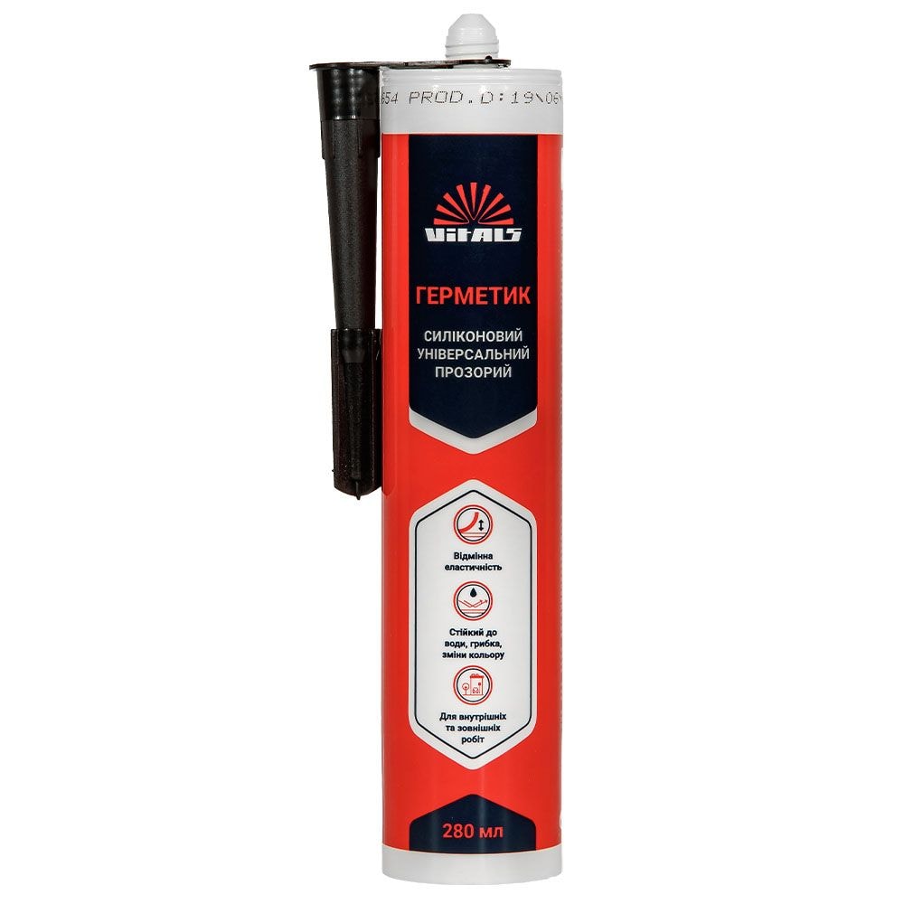 Герметик силіконовий універсальний прозорий 280 мл Vitals Fix 224438