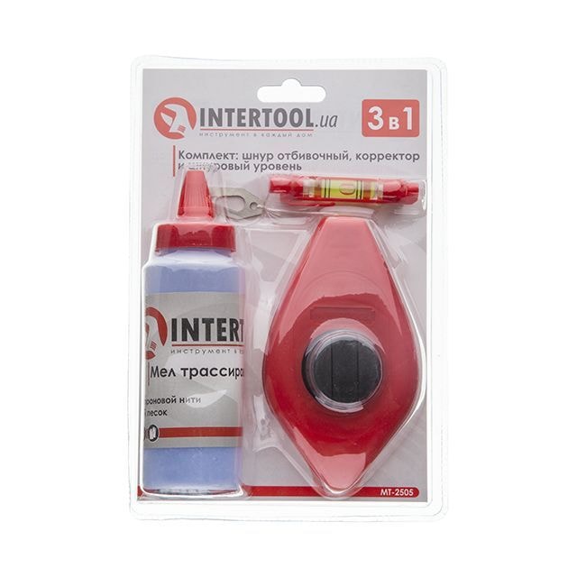 Комплект: шнур розмічальній, коректор 115 г., шнуровий рівень MT-2505