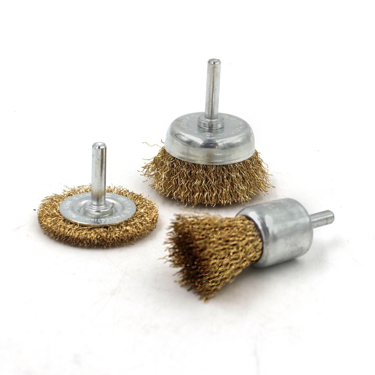 Щітки-крацовка набір 3 шт для дрилі ? 25, 50, 50 мм, рифлена латуньована 07-06-9003