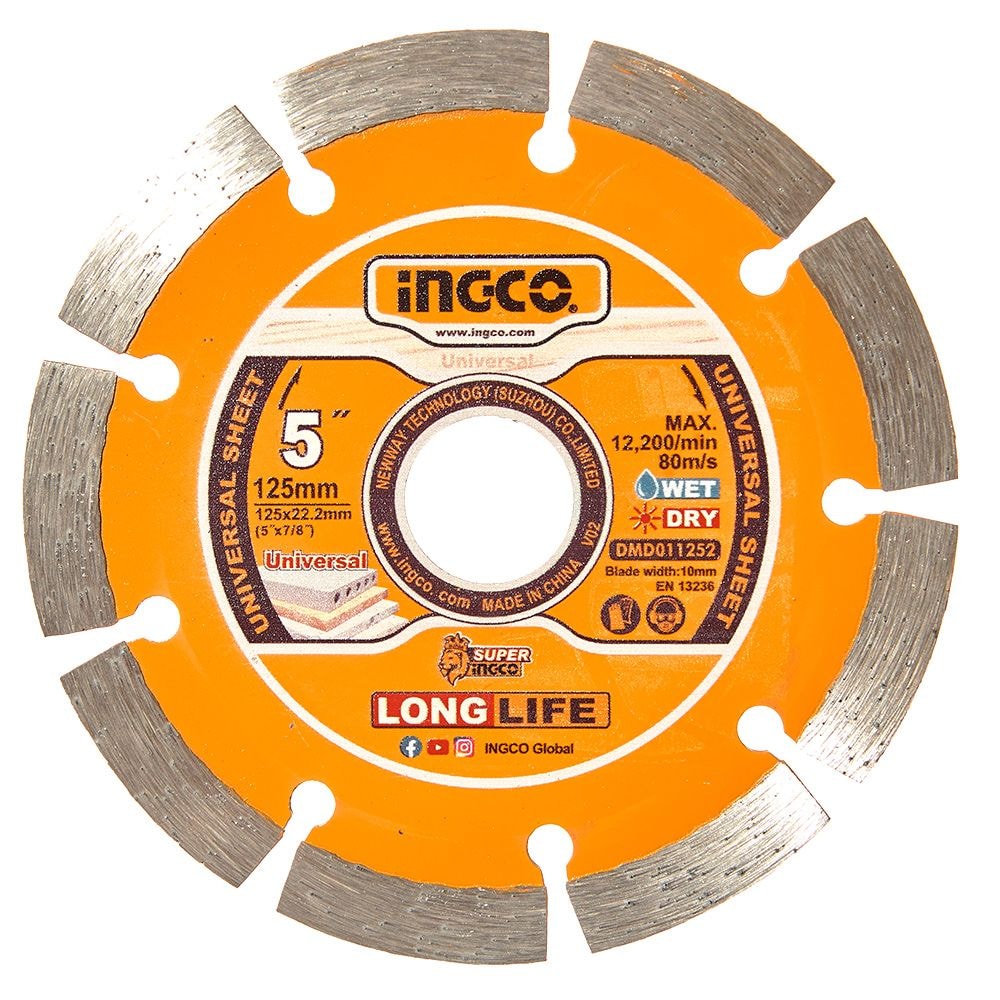 Диск алмазний сегментний 125x10x22,2 INGCO DMD011252