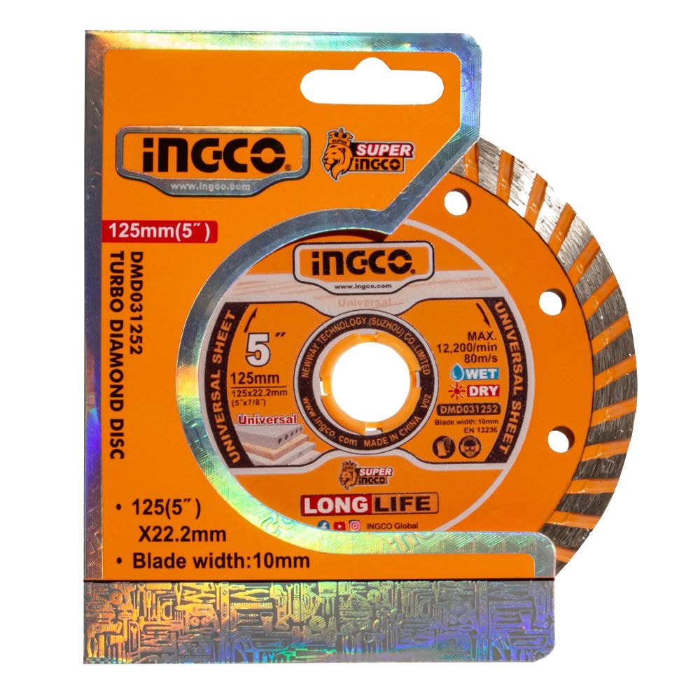 Диск алмазний турбохвиля 125x10x22,2 INGCO DMD031252