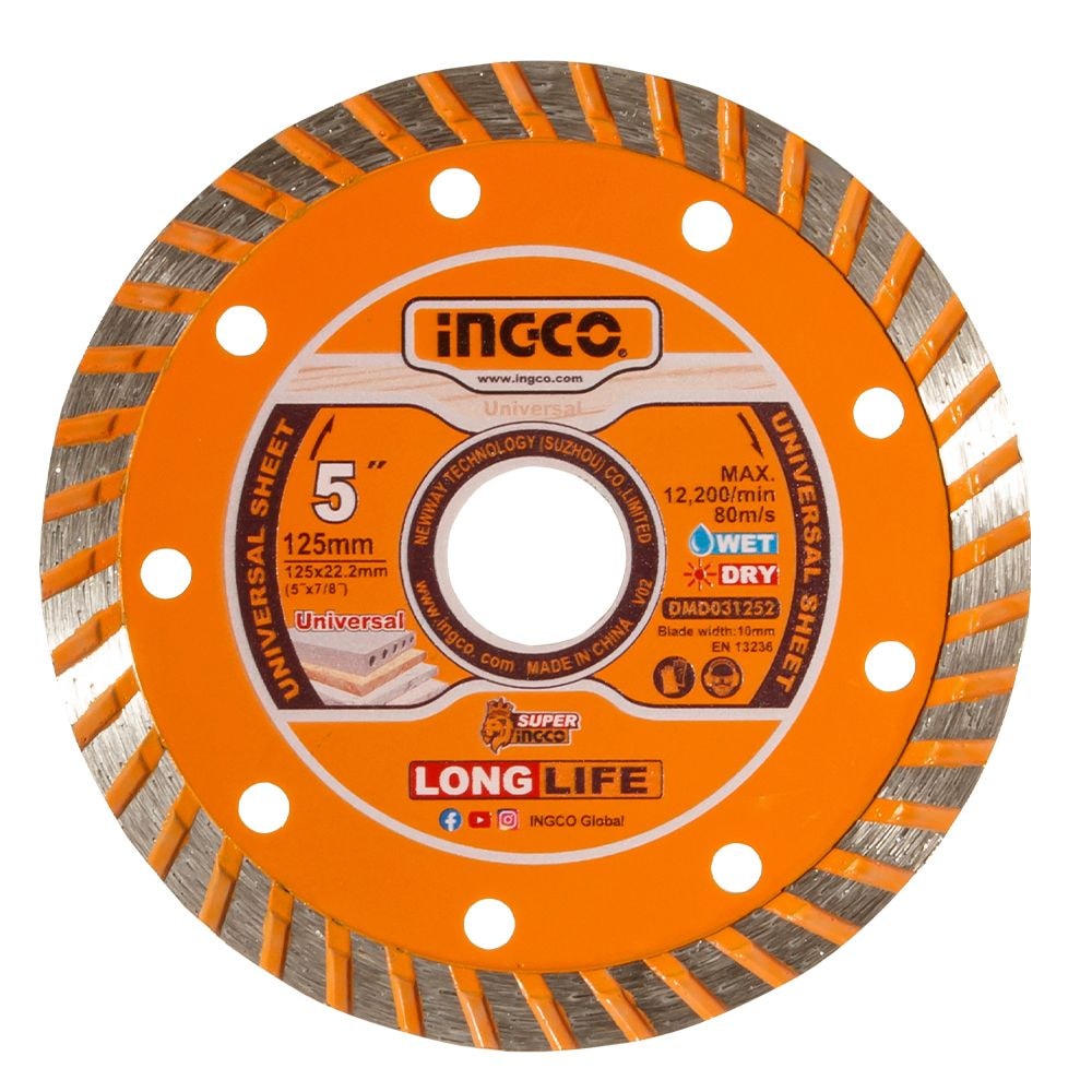 Диск алмазний турбохвиля 125x10x22,2 INGCO DMD031252