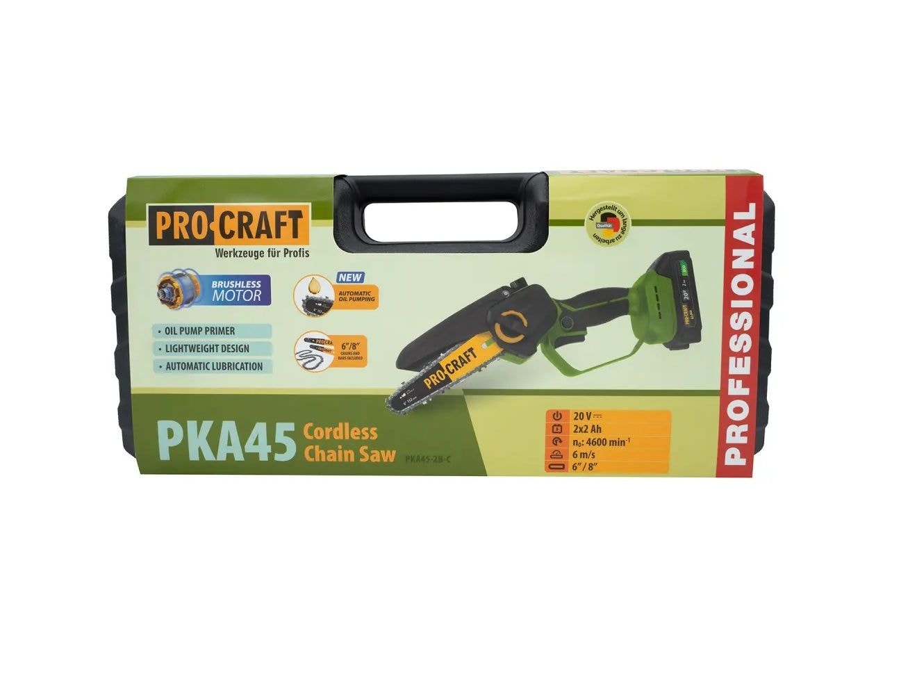 Набір Пила ланцюгова акум.PКA-45 ВМС (з 2 акб та з/п)кейс /Олива ланцюг 200мл. 9981116