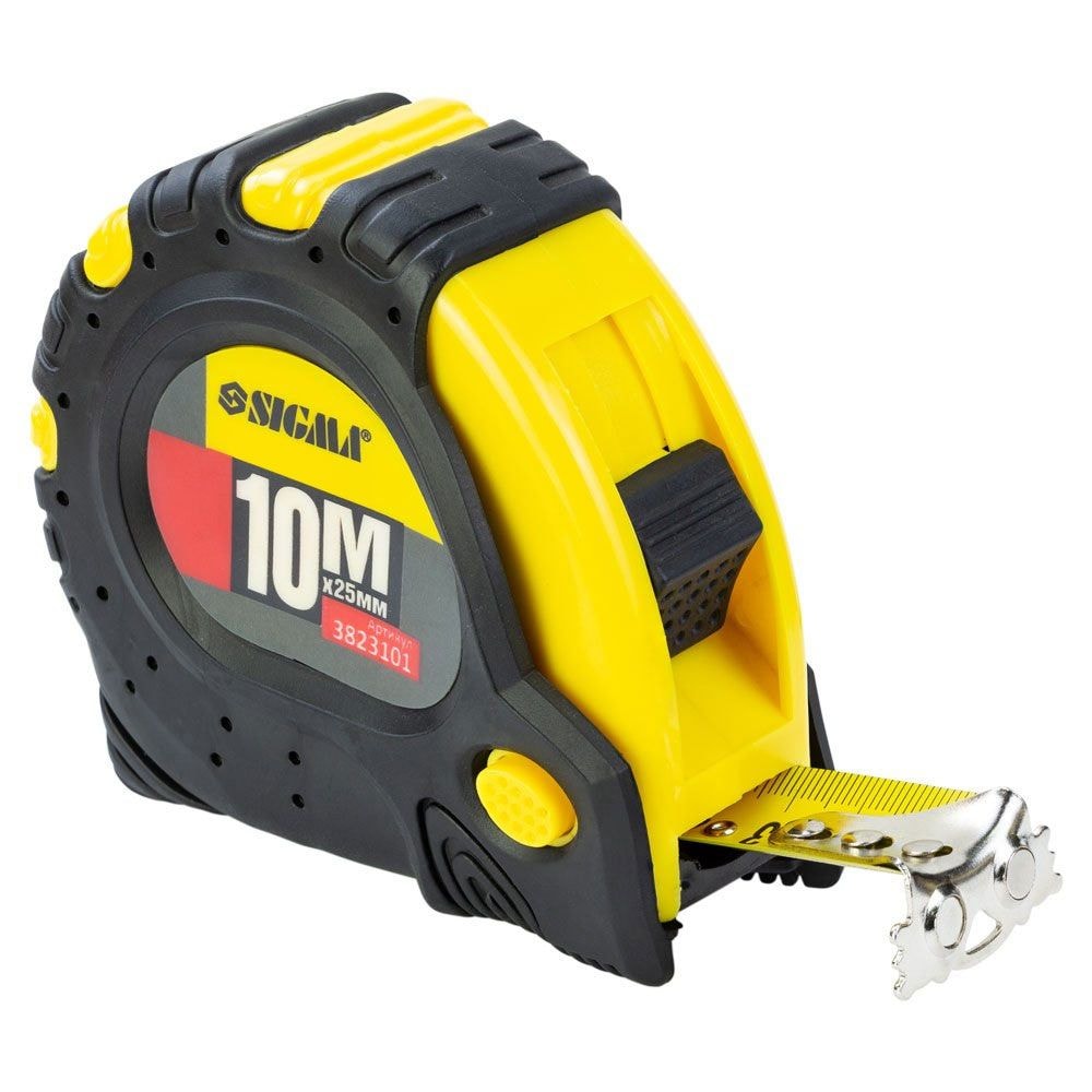 Рулетка магнітна фіксатор + гальмо 10м?25мм 3823101