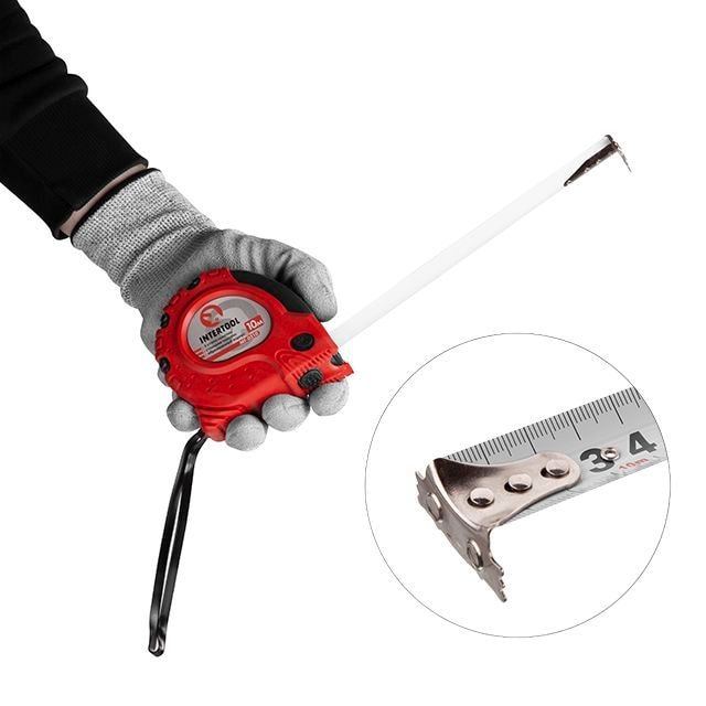 Рулетка з металевим полотном, з фіксатором, 10м, 25 мм, ''Супер Магніт'' МТ-0310