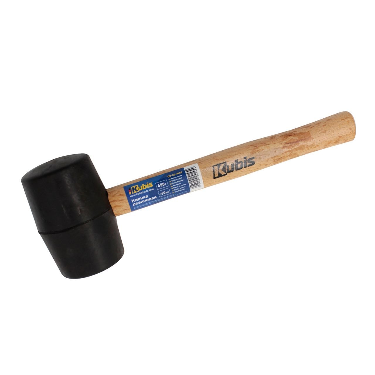 Киянка гумова 450 г, 60 мм, чорна гума, дерев'яна ручка 02-02-4145