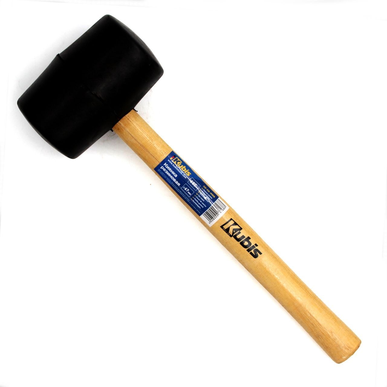 Киянка гумова 680 г, 67 мм, чорна гума, дерев'яна ручка 02-02-4168