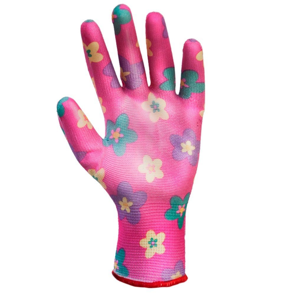 Рукавички трикотажні з частковим ПУ покриттям р8 (червоні манжет) 9446321