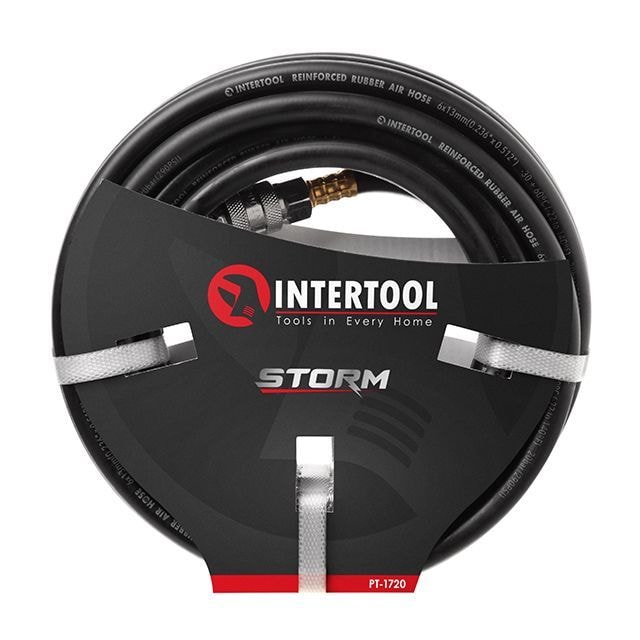 Шланг гумовий повітряний, армований, до 20 атм, 6×13 мм, 10 м, зі швидкороз'ємними з'єднаннями, STORM PT-1720