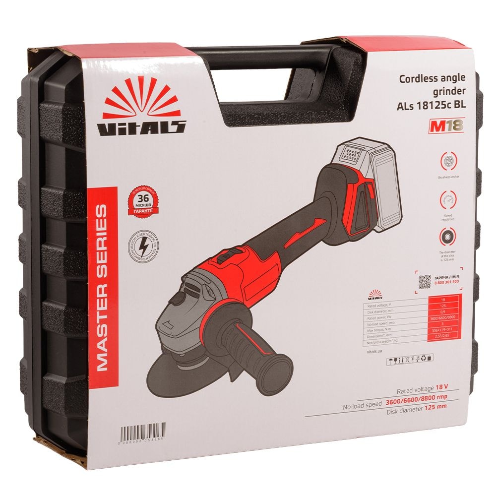 Машина шліфувальна кутова акумуляторна Vitals Master ALs 18125c BL 235326