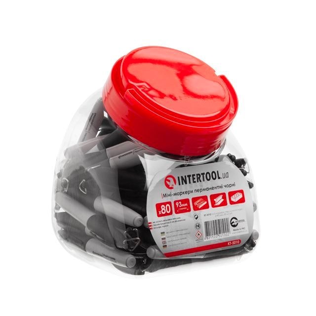 Міні-маркери перманентні, чорні, довжина: 93 мм, уп. 80 шт. KT-5010