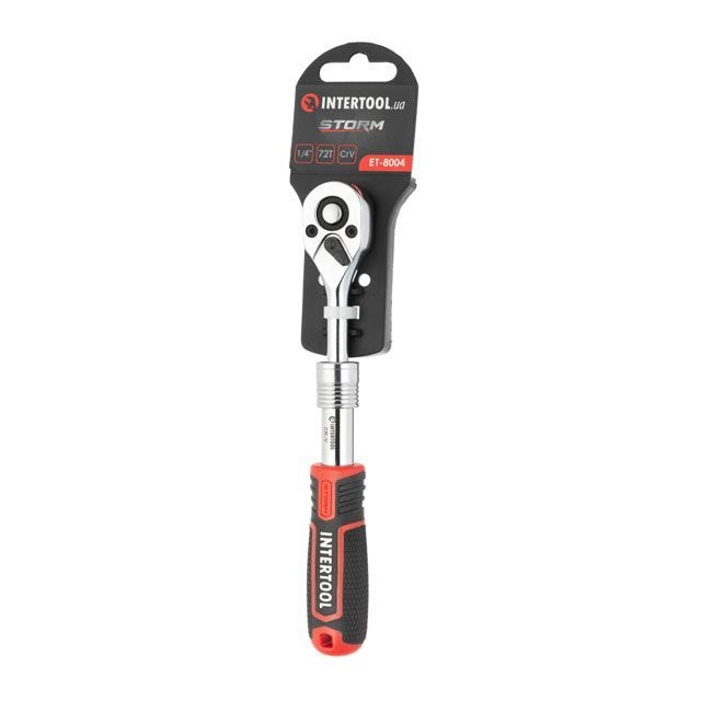 Рукоятка з храповим механізмом телескопічна, 72 зуба 1/4 ", Cr-V STORM ET-8004